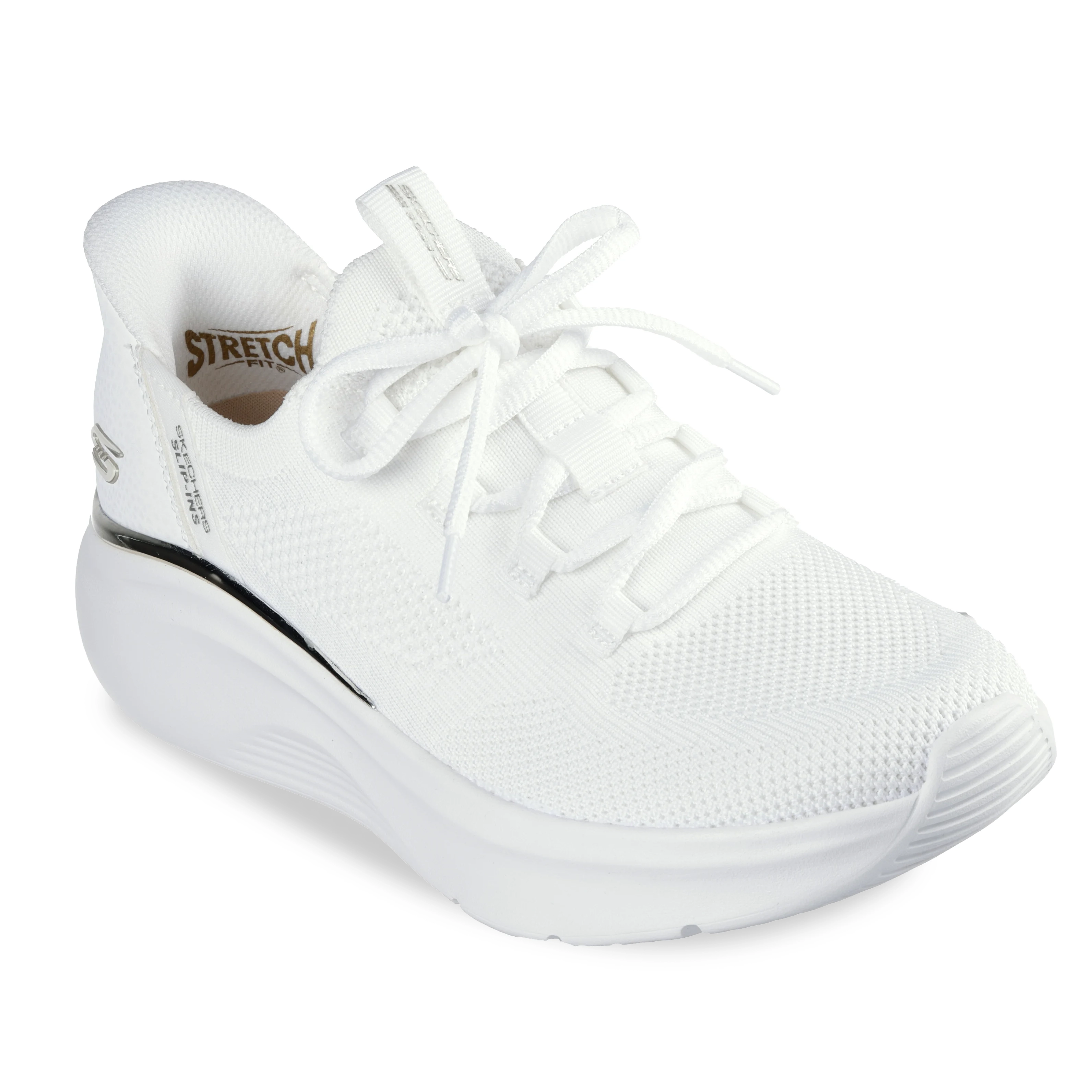 Tênis feminino Skechers Bobs B Love branco vista frontal lateral direita